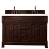 James Martin 147-114-5761-3EMR Brookfield 72 Inch Burnished Mahogany Double Vanity with 3 CM Eternal Marfil Quartz Top