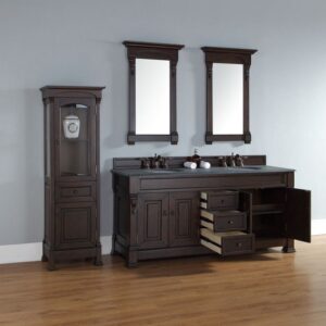 James Martin 147-114-5761-3AF Brookfield 72 Inch Burnished Mahogany Double Vanity with 3 cm Arctic Fall Solid Surface Top