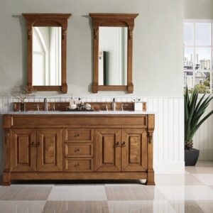 James Martin 147-114-5771-3AF Brookfield 72 Inch Country Oak Double Vanity with 3 cm Arctic Fall Solid Surface Top