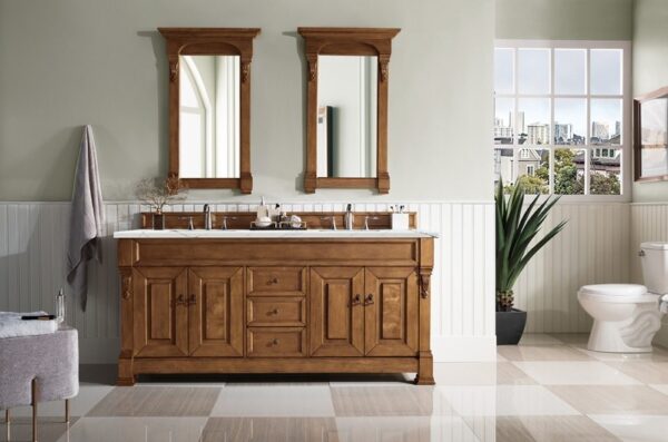 James Martin 147-114-5771-3ENC Brookfield 72 Inch Double Vanity Cabinet with Ethereal Noctis Quartz Top - Country Oak