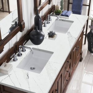 James Martin 147-114-5781-3ENC Brookfield 72 Inch Double Vanity Cabinet with Ethereal Noctis Quartz Top - Warm Cherry