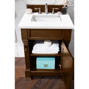 James Martin 147-114-V26-3WZ Brookfield 26 Inch Single Vanity with 3cm White Zeus Quartz Top