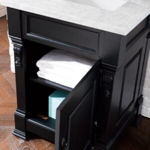 James Martin 147-114-V26-AQB-3CAR Brookfield 26 Inch Antique Black Single Vanity with 3 cm Carrara Marble Top