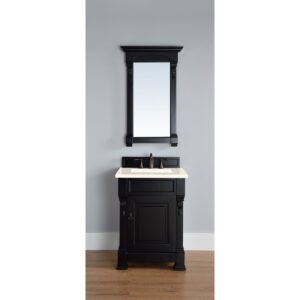 James Martin 147-114-V26-AQB-3EMR Brookfield 26 Inch Antique Black Single Vanity with 3 CM Eternal Marfil Quartz Top