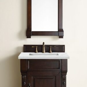 James Martin 147-114-V26-BNM-3ENC Brookfield 26 Inch Single Vanity Cabinet with Ethereal Noctis Quartz Top - Burnished Mahogany