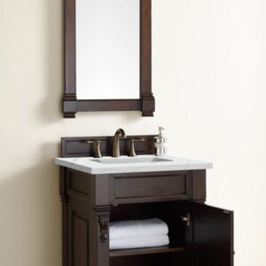 James Martin 147-114-V26-BNM-3ENC Brookfield 26 Inch Single Vanity Cabinet with Ethereal Noctis Quartz Top - Burnished Mahogany