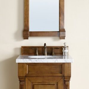 James Martin 147-114-V26-COK-3CAR Brookfield 26 Inch Country Oak Single Vanity with 3 cm Carrara Marble Top