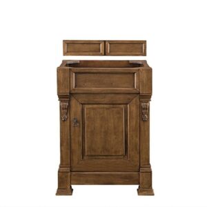 James Martin 147-114-V26-COK-3CSP Brookfield 26 Inch Country Oak Single Vanity with 3 cm Charcoal Soapstone Quartz Top with Sink