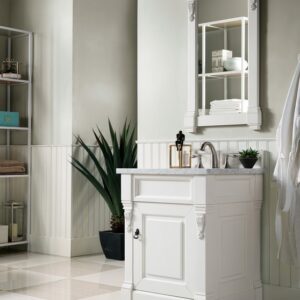 James Martin 147-V26-BW-3CAR Brookfield 26 Inch Bright White Single Vanity with 3 cm Carrara Marble Top