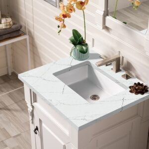 James Martin 147-V26-BW-3ENC Brookfield 26 Inch Single Vanity Cabinet with Ethereal Noctis Quartz Top - Bright White