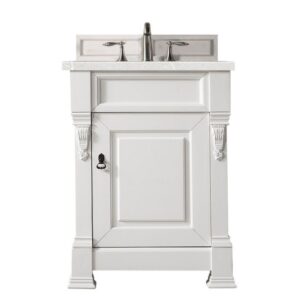 James Martin 147-V26-BW-3ESR Brookfield 26 Inch Bright White Single Vanity with 3 CM Eternal Serena Quartz Top