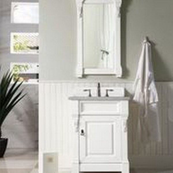 James Martin 147-V26-BW-3ESR Brookfield 26 Inch Bright White Single Vanity with 3 CM Eternal Serena Quartz Top