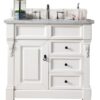 James Martin 147-V36-BW-3CAR Brookfield 36 Inch Bright White Single Vanity with Drawers with 3 cm Carrara Marble Top