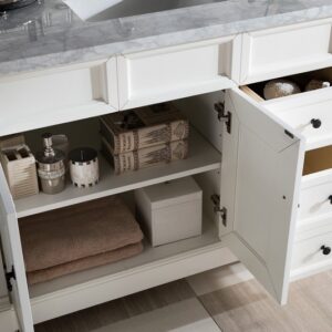 James Martin 147-V48-BW-3CAR Brookfield 48 Inch Bright White Single Vanity with Drawers with 3 cm Carrara Marble Top