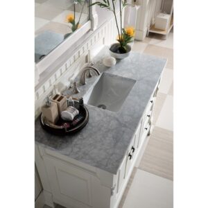 James Martin 147-V48-BW-3CAR Brookfield 48 Inch Bright White Single Vanity with Drawers with 3 cm Carrara Marble Top