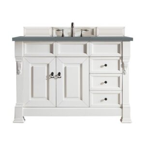 James Martin 147-V48-BW-3CBL Brookfield 48 Inch Single Vanity Cabinet with Cala Blue Quartz Top - Bright White