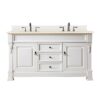 James Martin 147-V60D-BW-3EMR Brookfield 60 Inch Bright White Double Vanity with 3 CM Eternal Marfil Quartz Top