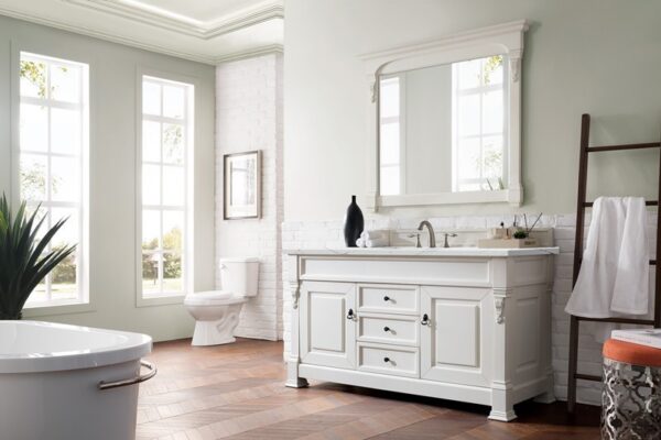 James Martin 147-V60S-BW-3ENC Brookfield 60 Inch Single Vanity Cabinet with Ethereal Noctis Quartz Top - Bright White