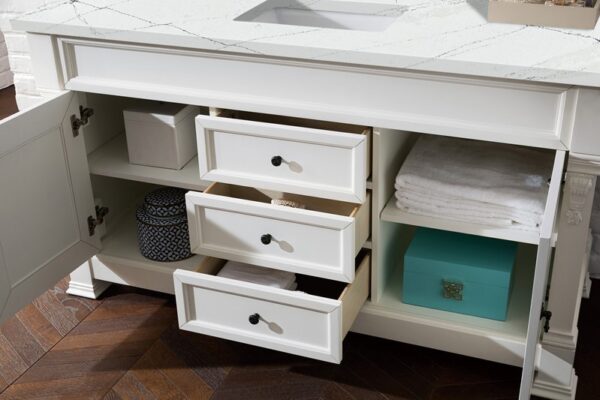 James Martin 147-V60S-BW-3ENC Brookfield 60 Inch Single Vanity Cabinet with Ethereal Noctis Quartz Top - Bright White