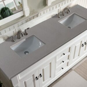 James Martin 147-V72-BW-3GEX Brookfield 72 Inch Bright White Double Vanity with 3 cm Grey Expo Quartz Top with Sink