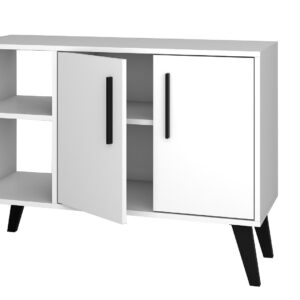 Manhattan Comfort Mid-Century- Modern Amsterdam 35.43" Sideboard with 4 Shelves in White