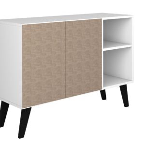 Manhattan Comfort Mid-Century- Modern Amsterdam 35.43" Sideboard with 4 Shelves in White