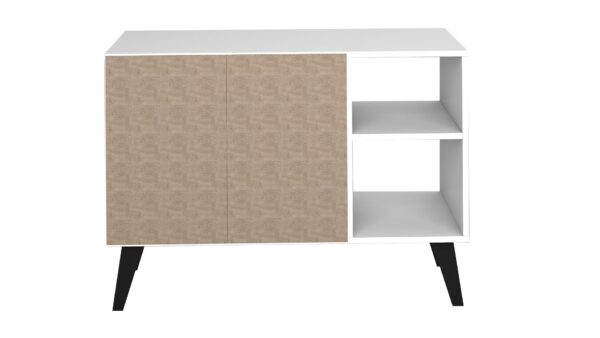 Manhattan Comfort Mid-Century- Modern Amsterdam 35.43" Sideboard with 4 Shelves in White