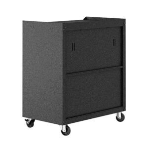 Manhattan Comfort 3-Piece Fortress Mobile Space-Saving Steel Garage Cabinet and Worktable 1.0 in Grey