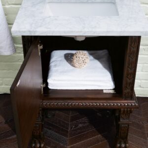 James Martin 150-V26-ANW-3CAR Balmoral 26 Inch Single Vanity Cabinet in Antique Walnut with 3 cm Carrara Marble Top