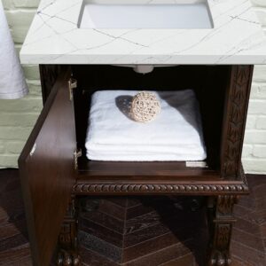 James Martin 150-V26-ANW-3ENC Balmoral 26 Inch Single Vanity Cabinet with Ethereal Noctis Quartz Top - Antique Walnut