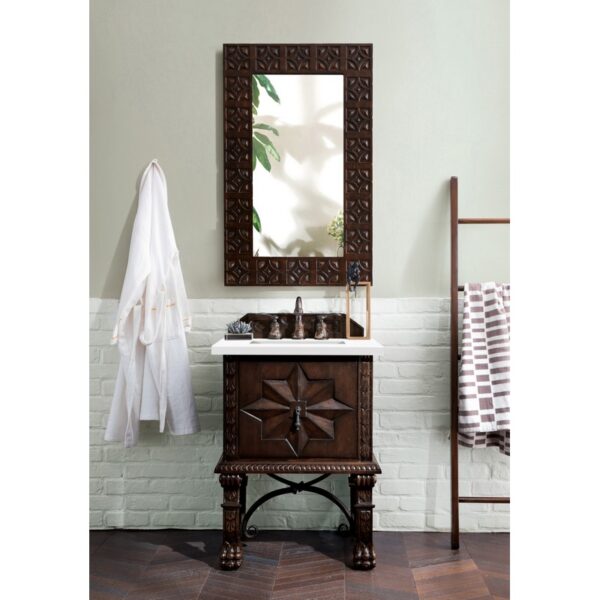 James Martin 150-V26-ANW-3WZ Balmoral 26 Inch Single Vanity Cabinet in Antique Walnut with 3cm White Zeus Quartz Top