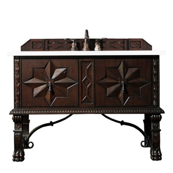 James Martin 150-V48-ANW-3WZ Balmoral 48 Inch Single Vanity Cabinet in Antique Walnut with 3cm White Zeus Quartz Top