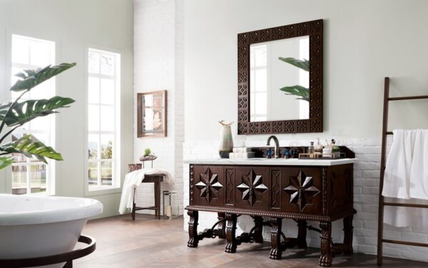 James Martin 150-V60S-ANW-3ENC Balmoral 60 Inch Single Vanity Cabinet with Ethereal Noctis Quartz Top - Antique Walnut