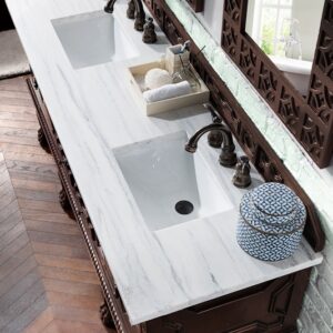 James Martin 150-V72-ANW-3AF Balmoral 72 Inch Antique Walnut Double Vanity with 3 cm Arctic Fall Solid Surface Top