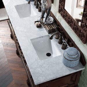 James Martin 150-V72-ANW-3CAR Balmoral 72 Inch Antique Walnut Double Vanity with 3 cm Carrara Marble Top