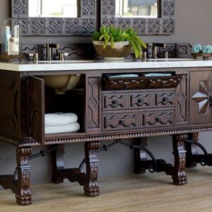 James Martin 150-V72-ANW-3AF Balmoral 72 Inch Antique Walnut Double Vanity with 3 cm Arctic Fall Solid Surface Top