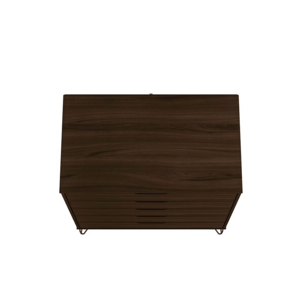 Manhattan Comfort Rockefeller 5-Drawer Tall Dresser with Metal Legs in Brown