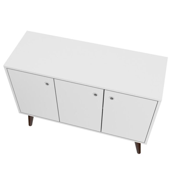 Manhattan Comfort Mid-Century- Modern Bromma 35.43" Sideboard 2.0 with 3 Shelves in White