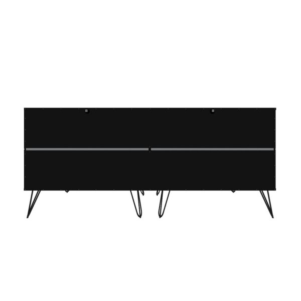 Manhattan Comfort Rockefeller 6-Drawer Double Low Dresser with Metal Legs in Black