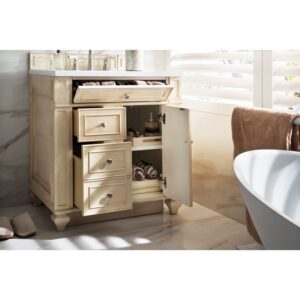 James Martin 157-V30-3WZ Bristol 30 Inch Single Vanity with 3cm White Zeus Quartz Top