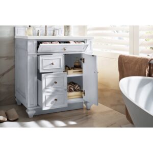 James Martin 157-V30-3WZ Bristol 30 Inch Single Vanity with 3cm White Zeus Quartz Top