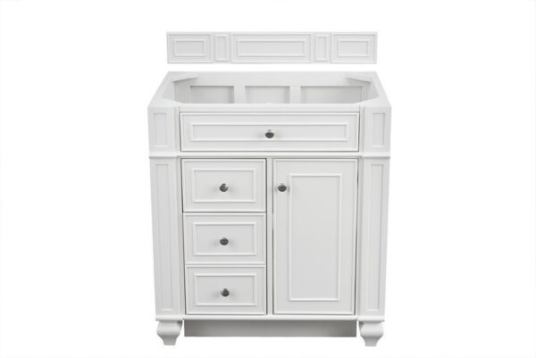 James Martin 157-V30-BW-3AF Bristol 30 Inch Single Vanity in Bright White with 3 cm Arctic Fall Solid Surface Top