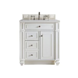 James Martin 157-V30-BW-3ESR Bristol 30 Inch Single Vanity in Bright White with 3 CM Eternal Serena Quartz Top