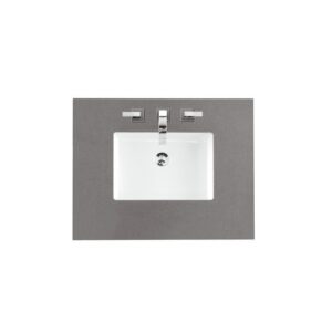 James Martin 157-V30-BW-3GEX Bristol 30 Inch Single Vanity in Bright White with 3 cm Grey Expo Quartz Top with Sink