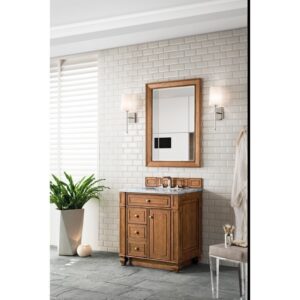 James Martin 157-V30-SBR-3CAR Bristol 30 Inch Single Vanity in Saddle Brown with 3 CM Carrara Marble Top