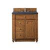 James Martin 157-V30-SBR-3CSP Bristol 30 Inch Single Vanity in Saddle Brown with 3 CM Charcoal Soapstone Quartz Top