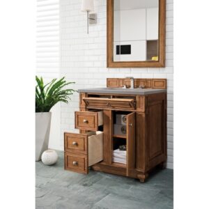 James Martin 157-V30-SBR-3GEX Bristol 30 Inch Single Vanity in Saddle Brown with 3 CM Grey Expo Quartz Top