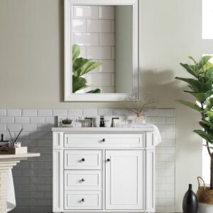 James Martin 157-V36-BW-3AF Bristol 36 Inch Single Vanity in Bright White with 3 cm Arctic Fall Solid Surface Top