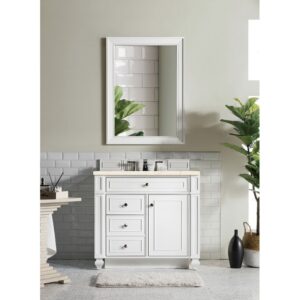 James Martin 157-V36-BW-3EMR Bristol 36 Inch Single Vanity in Bright White with 3 CM Eternal Marfil Quartz Top