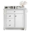 James Martin 157-V36-BW-3ENC Bristol 36 Inch Single Vanity Cabinet with Ethereal Noctis Quartz Top - Bright White